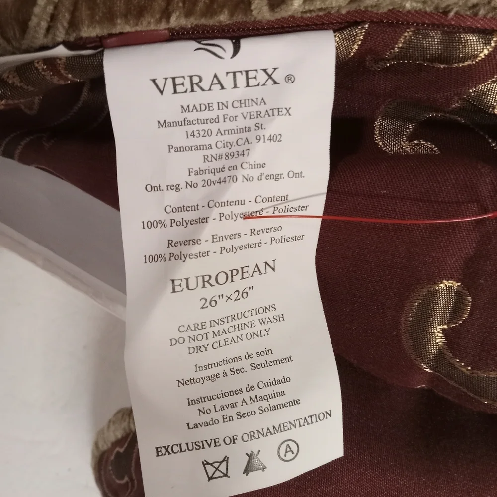 Veratex European Luxury Pillow Covers 26x26